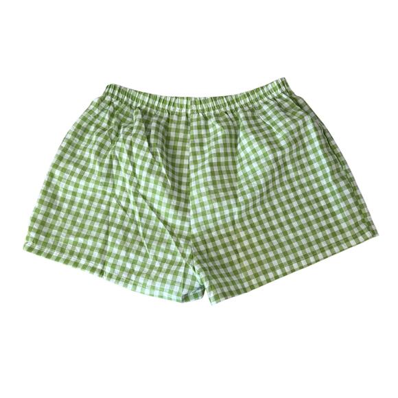 NWOT Green and White Gingham Women's Boxer Shorts Medium - Picture 2 of 3